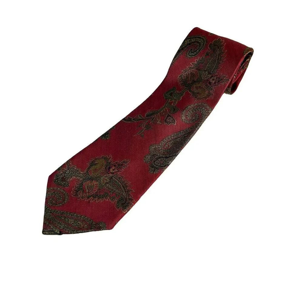 Robert Talbott Mens Wine Red Paisley 100% Silk Tie